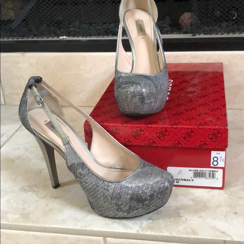 silver Guess Stilettos